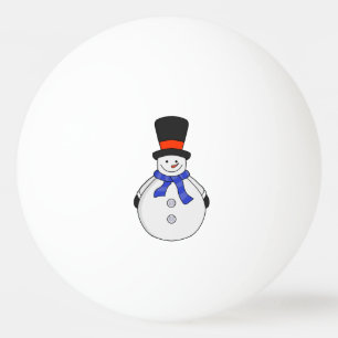 Snowman with top hat  ping pong ball