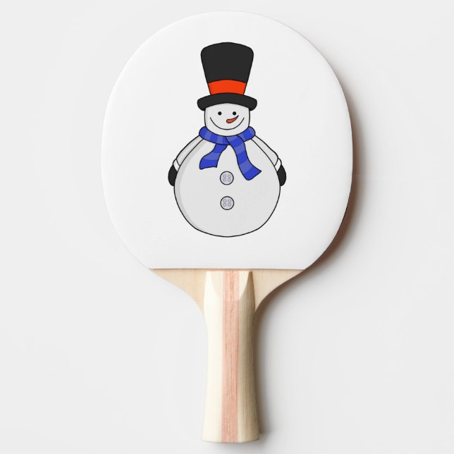 Snowman with top hat  ping pong paddle (Front)