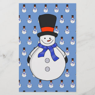 Snowman with top hat stationery