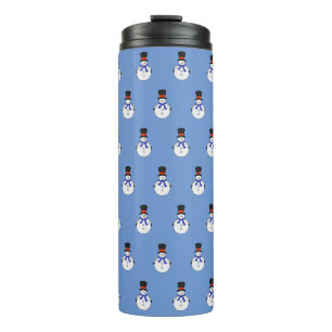 Snowman with top hat thermal tumbler