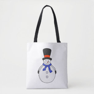 Snowman with top hat tote bag