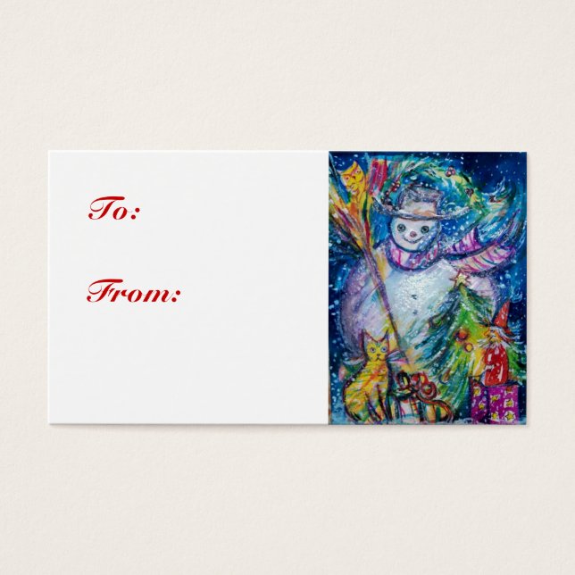 SNOWMAN WITH TOYS, white blue yellow (Front)