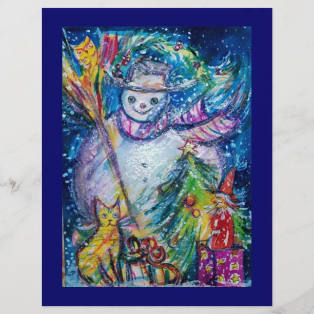 SNOWMAN WITH TOYS, white blue yellow Flyer (Front)