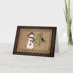 Snowman With Tree Christmas Card