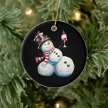 Snowman With Wine Christmas Funny Xmas Gift Ceramic Tree Decoration<br><div class="desc">Snowman With Wine Christmas Funny Xmas Gift</div>