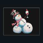Snowman With Wine Christmas Funny Xmas Gift Holiday Postcard<br><div class="desc">Snowman With Wine Christmas Funny Xmas Gift</div>