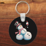 Snowman With Wine Christmas Funny Xmas Gift Key Ring<br><div class="desc">Snowman With Wine Christmas Funny Xmas Gift</div>