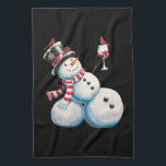 Snowman With Wine Christmas Funny Xmas Gift Tea Towel<br><div class="desc">Snowman With Wine Christmas Funny Xmas Gift</div>