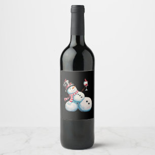 Snowman With Wine Christmas Funny Xmas Gift Wine Label