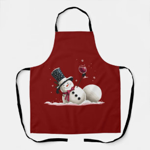 Snowman With Wine Christmas Gift Xmas Holiday  Apron