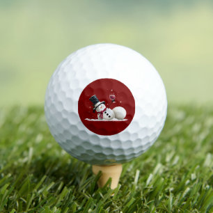 Snowman With Wine Christmas Gift Xmas Holiday Golf Balls