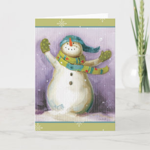 Snowman with Winter Mittens Holiday Card