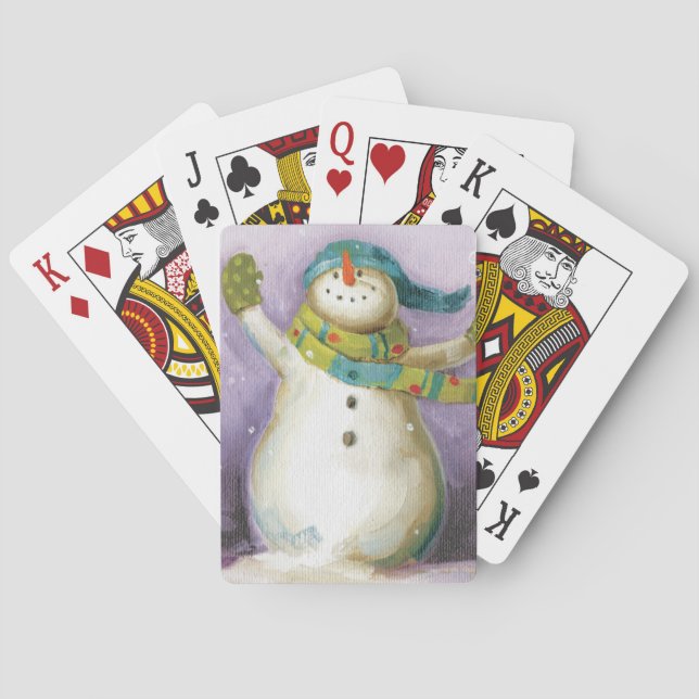 Snowman with Winter Mittens Playing Cards (Back)