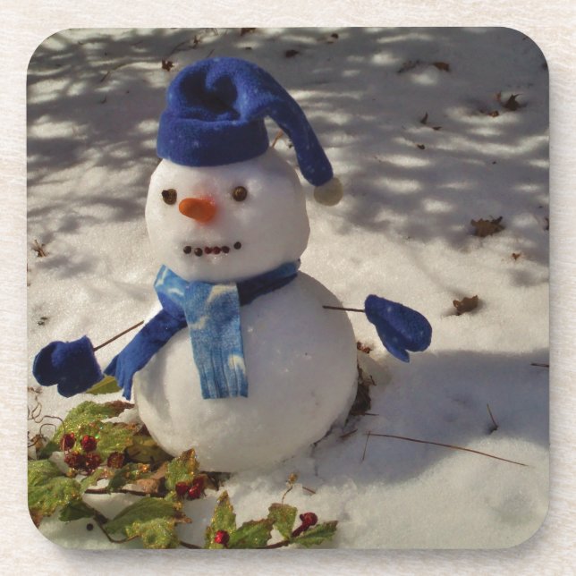 Snowman withBlue Hat and Scarf Coaster (Front)