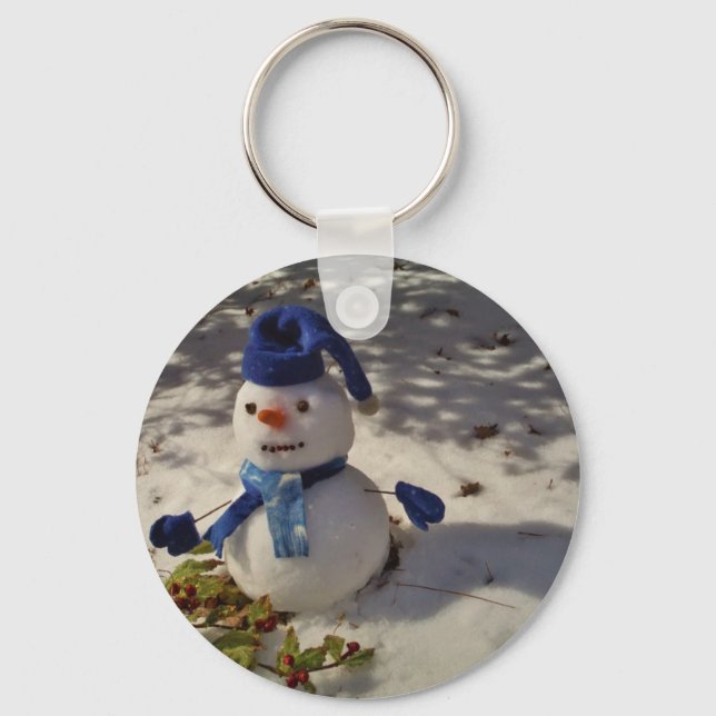 Snowman withBlue Hat and Scarf Key Ring (Front)