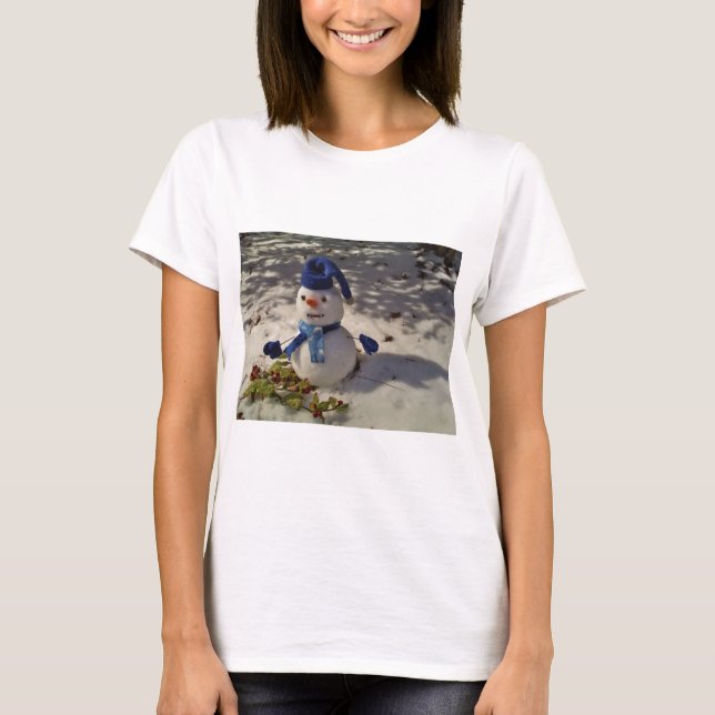 Snowman withBlue Hat and Scarf T-Shirt (Front)