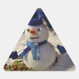 Snowman withBlue Hat and Scarf Triangle Sticker