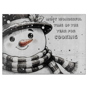 Snowman Wonderful Time Of The For Cooking Cutting Board