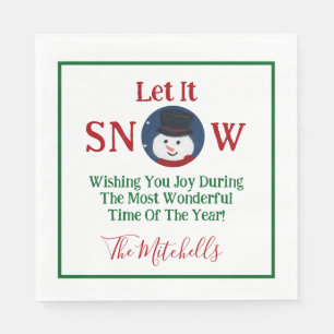 Snowman Wonderful Time Year PERSONALIZE Name Napkin