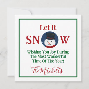 Snowman Wonderful Time Year PHOTO Name Holiday Card
