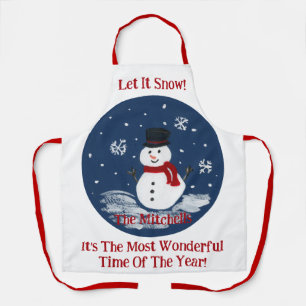 Snowman Wonderful Time Year Unisex PERSONALIZE Apron