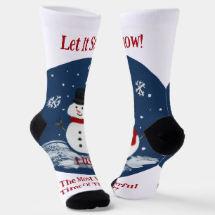 Snowman Wonderful Time Year Womans PERSONALIZE  Socks