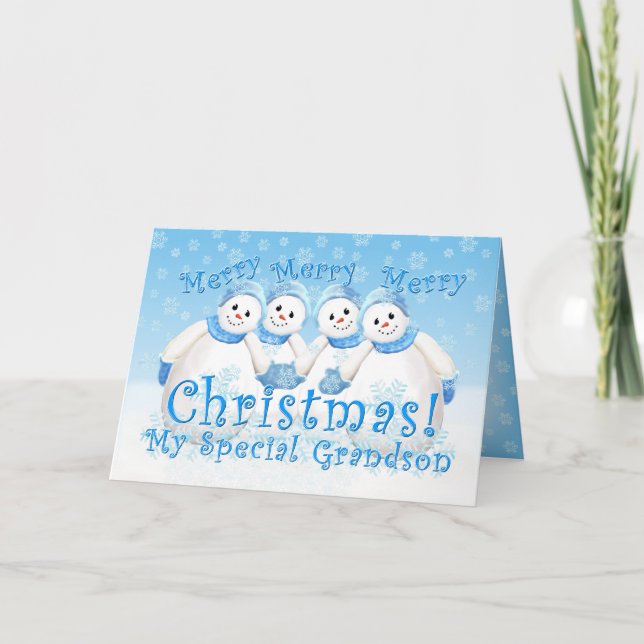 Snowman Wonderland for Grandson Card (Front)