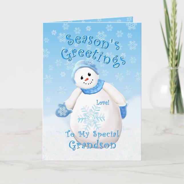Snowman Wonderland for Grandson Christmas Card (Front)