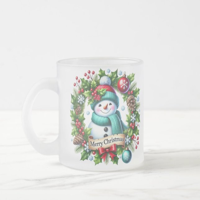 Snowman Wreath Coffee Mug (Left)