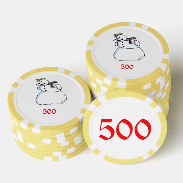 Snowman yellow 500 striped poker chip (Stack)