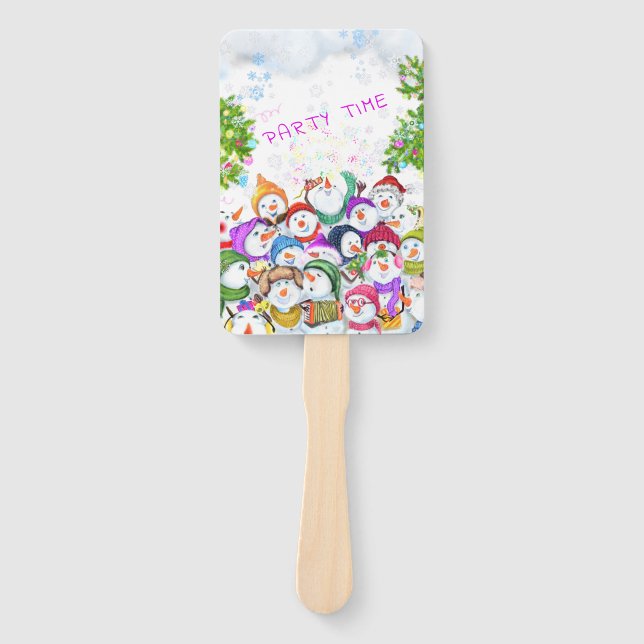 Snowmans Christmas Hand Fan Party Gift (Front)