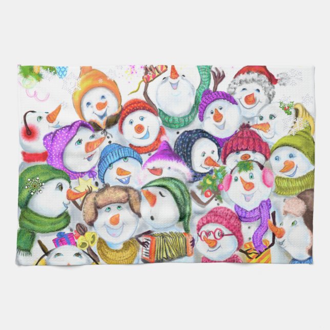 Snowmans Christmas Kitchen Towel Gift (Horizontal)