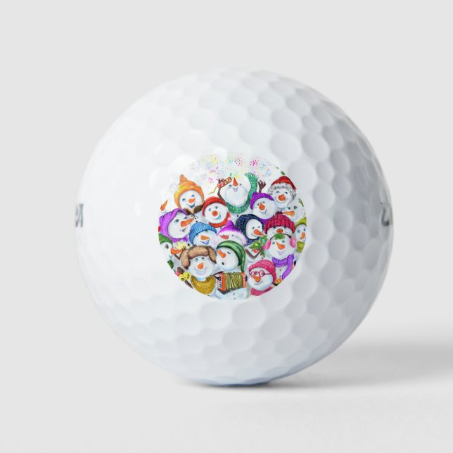 Snowmans Christmas Party Funny Golf Balls (Front)