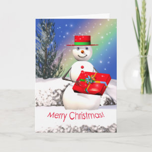 Snowman's Christmas Present Holiday Card