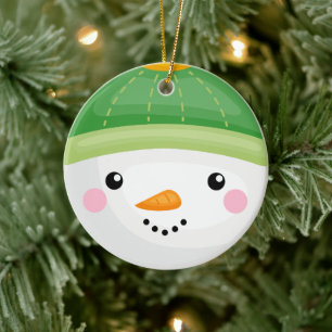 Snowman's head christmas ceramic tree decoration
