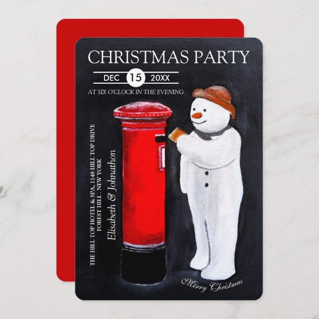 Snowman's Letter to Santa Christmas Party Invitation (Front/Back)