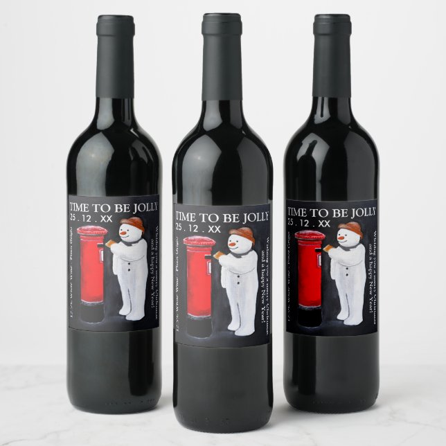 Snowman's Letter to Santa Christmas Wine Label (Bottles)