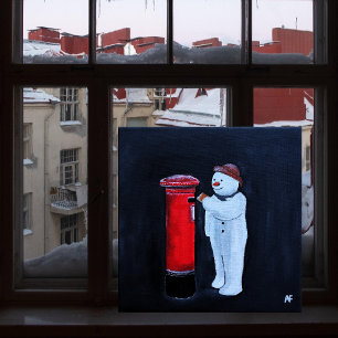 Snowman's Letter to Santa Painting by Alfred Fox Canvas Print