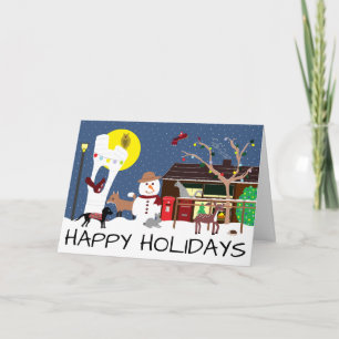 Snowman's Party Happy Holidays Holiday Card