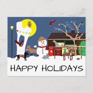 Snowman's Party Happy Holidays Postcard