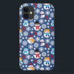 Snowmans & Snowflakes Seamless Pattern iPhone 11 Case<br><div class="desc">Funny winter pattern with snowmans,  snowflakes,  snowball and rowanberry.</div>