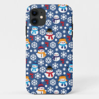 Snowmans & Snowflakes Seamless Pattern
