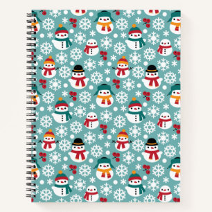 Snowmans & Snowflakes Seamless Pattern Notebook