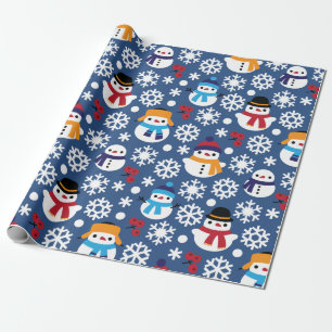 Snowmans & Snowflakes Seamless Pattern Wrapping Paper