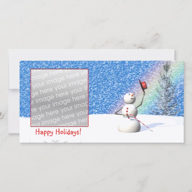 Snowman's Snowy Christmas Holiday Photo Card (Front)