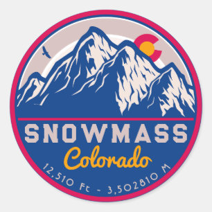 Snowmass Colorado Aspen rocky mountains Skiing Classic Round Sticker