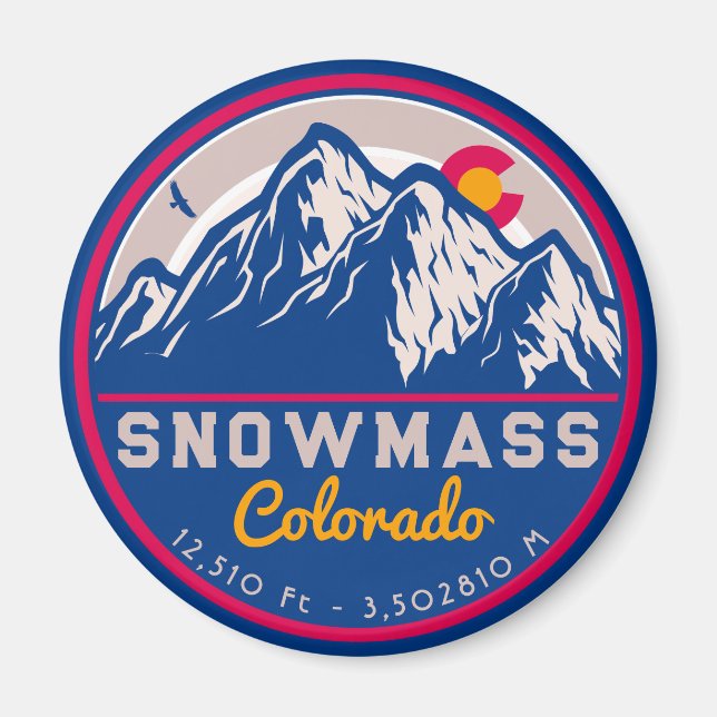 Snowmass Colorado Aspen rocky mountains Skiing Magnet (Front)