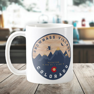 Snowmass Colorado Flag Retro Sunset Ski Souvenirs Coffee Mug