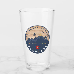 Snowmass Colorado Flag Retro Sunset Ski Souvenirs Glass