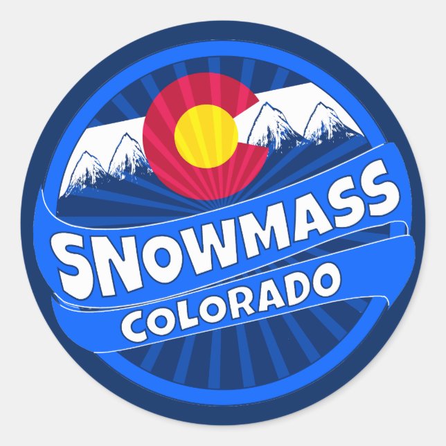 Snowmass Colorado mountain burst sticker (Front)